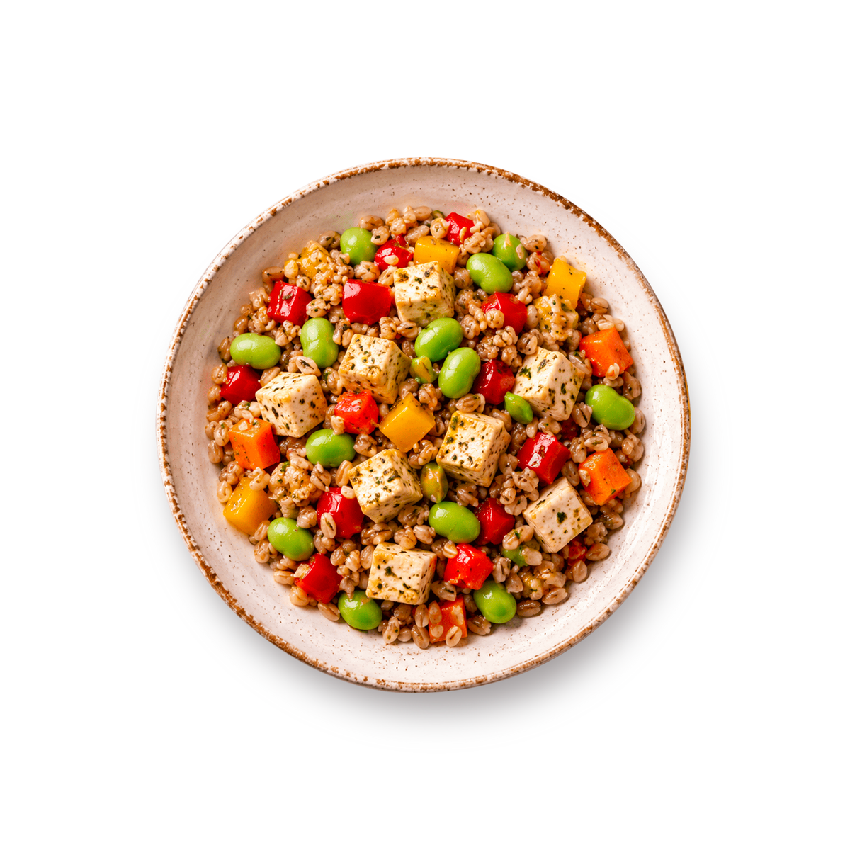 Tofu Armonia con Farro, Edamame e Pesto di Basilico monoporzione Stupiscimi