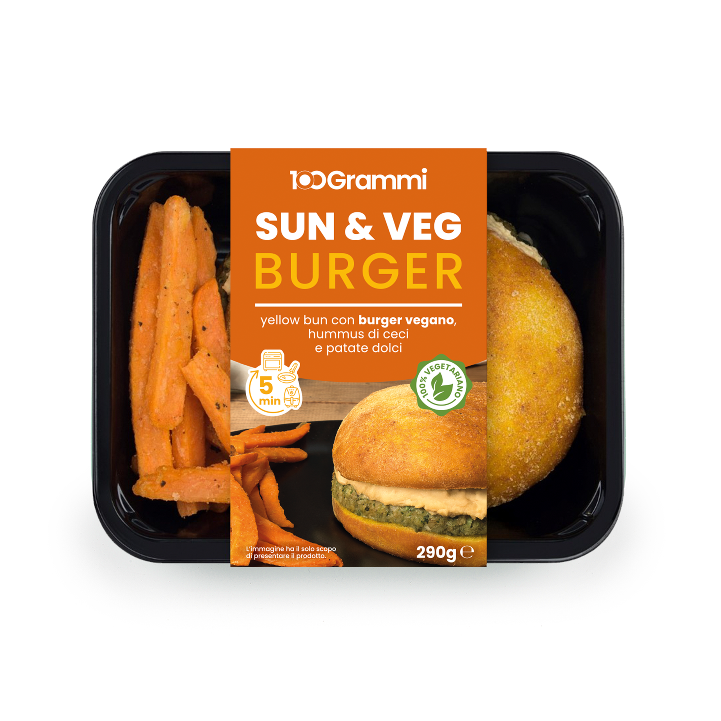 4 X Yellow burger con hamburger veg. hummus di ceci e patate dolci 100 Grammi