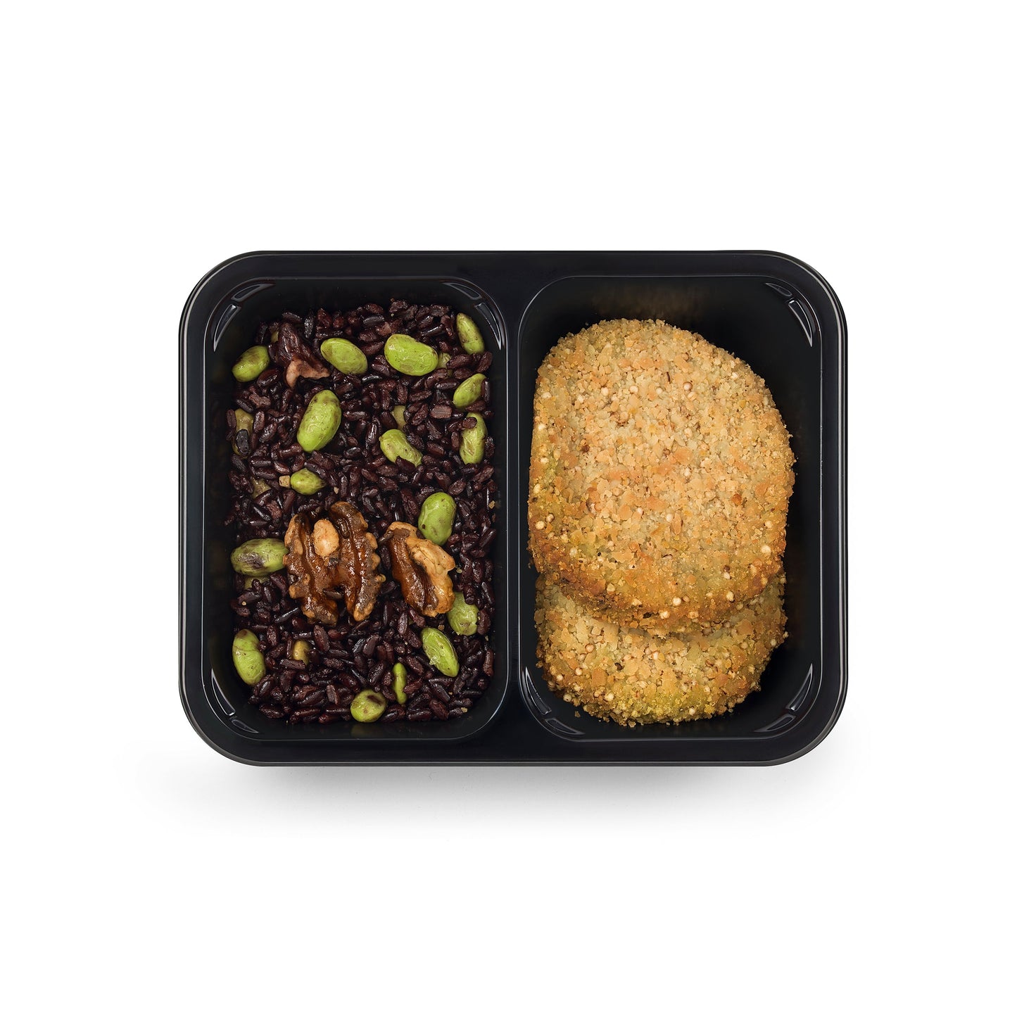 Burger di quinoa e cavolo verde, riso venere edamame e noci 100 Grammi