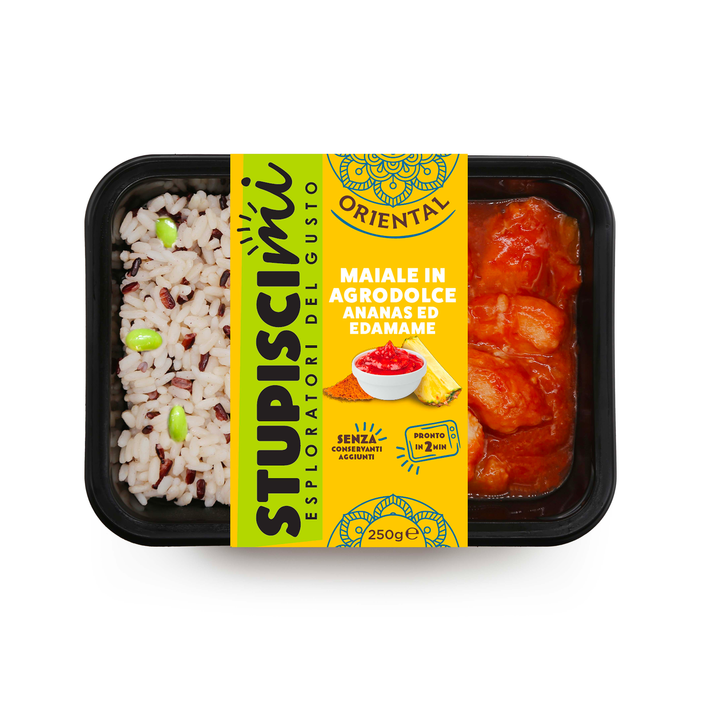 Maiale in agrodolce con Ananas e Riso con Edamame monoporzione Stupiscimi