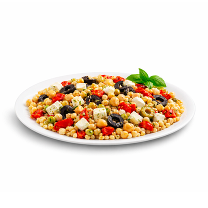 Fregola con Feta, Ceci e Pesto di Basilico monoporzione Chef a Casa