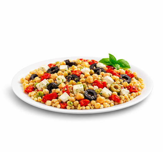 Fregola con Feta, Ceci e Pesto di Basilico monoporzione Chef a Casa