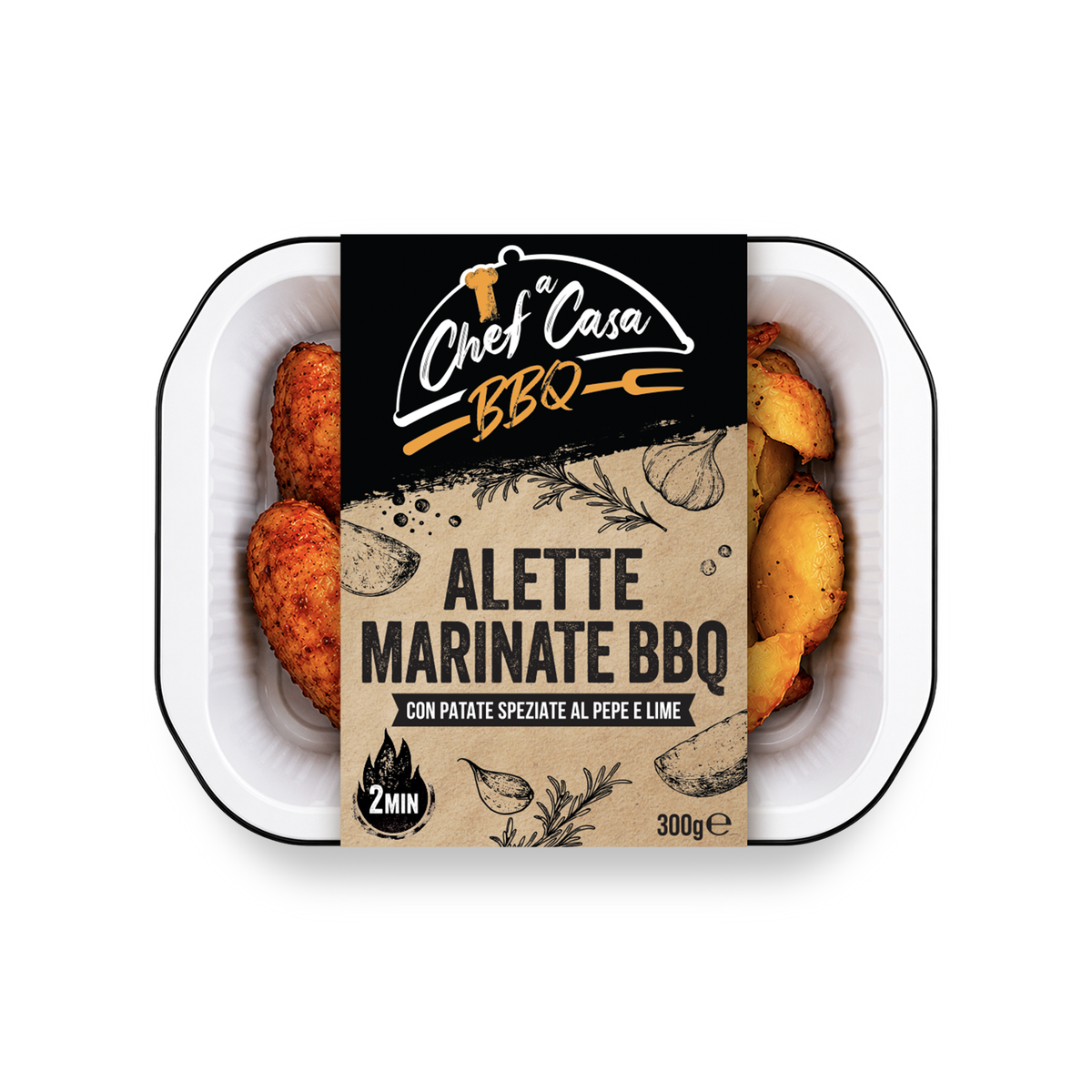 Alette di Pollo marinate con Patate a spicchi monoporzione Chef a Casa