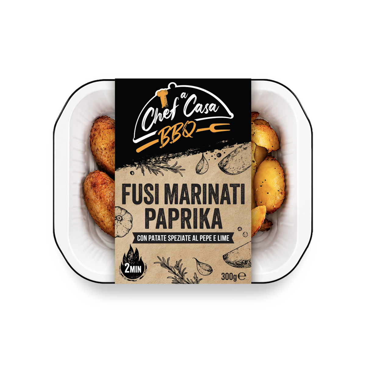 Fusi di pollo marinati con patate a spicchi monoporzione Chef a Casa
