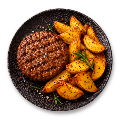 Burger di Bovino grigliato con Patate a spicchi monoporzione Chef a Casa