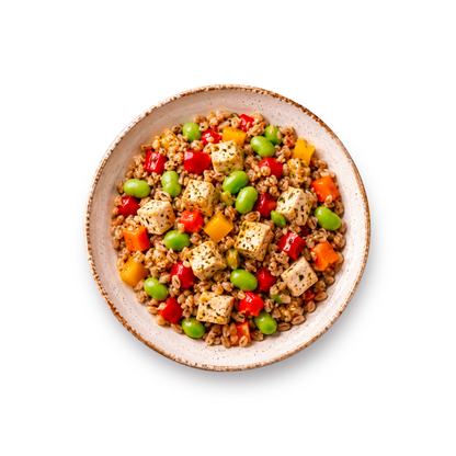 Tofu Armonia con Farro, Edamame e Pesto di Basilico monoporzione Stupiscimi