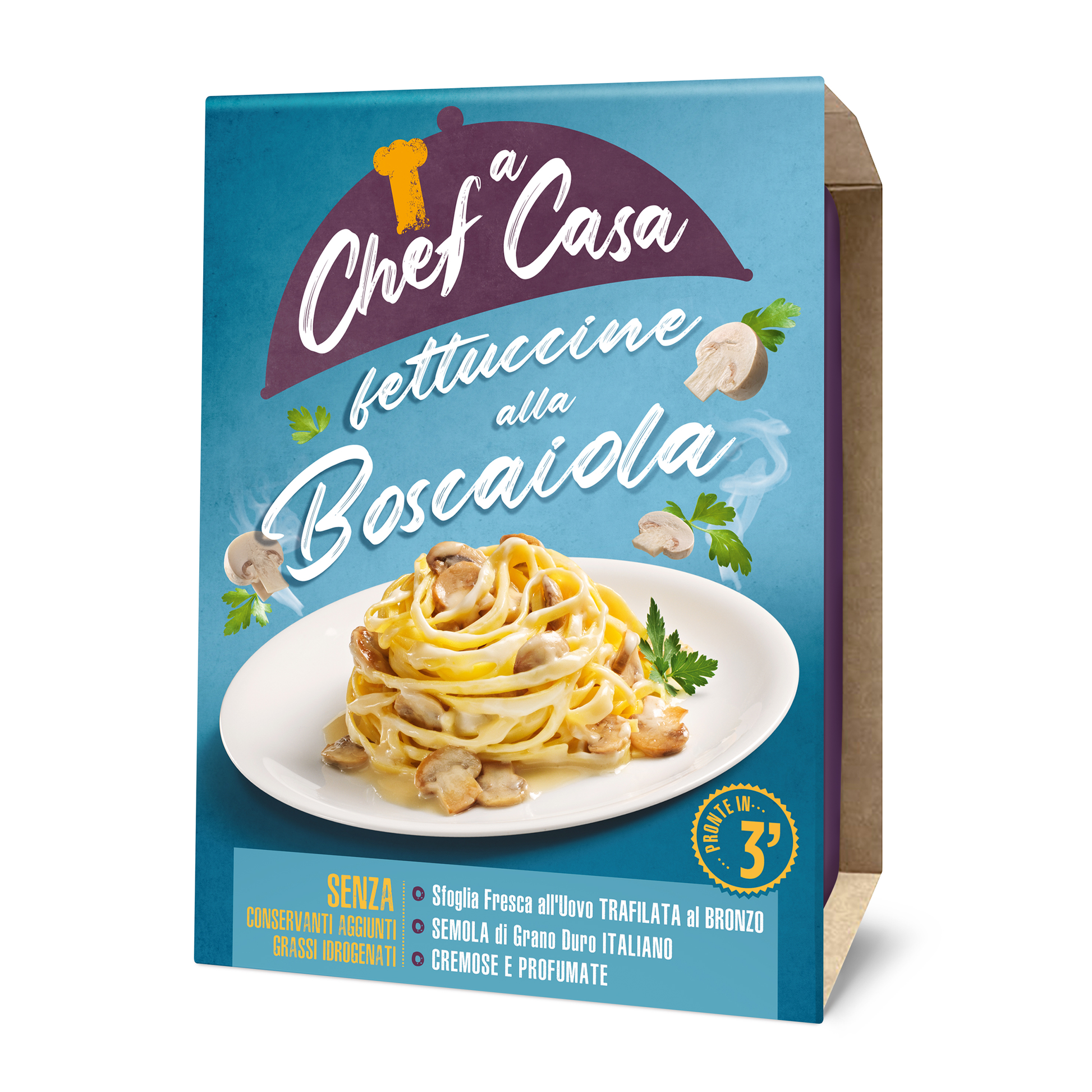 Fettuccine alla Boscaiola monoporzione Chef a Casa
