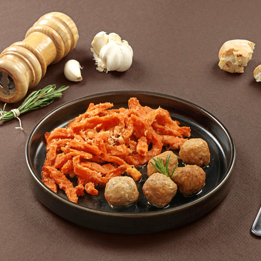 Polpette di vitello con gustose patate dolci e rosmarino 100 Grammi