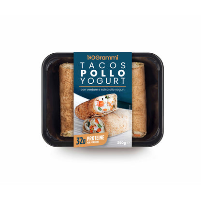 4 X  Tacos, Pollo, Yogurt con Carote e Zucchine da 290g - High Protein 100 Grammi