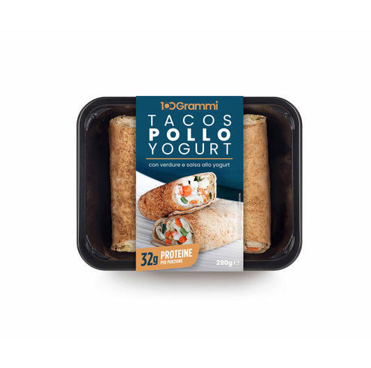 4 X  Tacos, Pollo, Yogurt con Carote e Zucchine da 290g - High Protein 100 Grammi