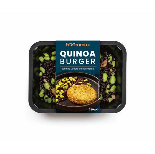 Burger di Quinoa e Cavolo verde, Riso venere, Edamame e Noci 100 Grammi
